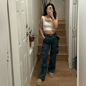 New! Denim pockets straight-leg jeans